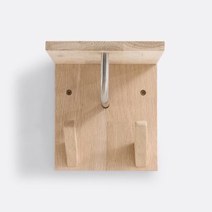 Kapstok/etagère met 2 haakjes SLOFIA, in bleek eik