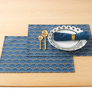Set van 2 bedrukte placemats, anti-vlek Mina