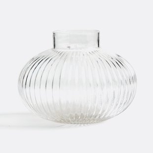 Ronde vaas in geribbeld glas H15 cm, Afa