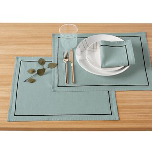 Set van 4 placemats gewassen linnen/katoen Métis Bourdon