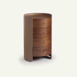 Nachtkastje met walnootfineer en leer, Firmo