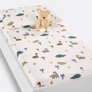 Hoeslaken in katoen, omslag 17 cm, Dino Pop