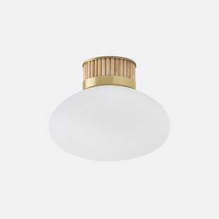 Plafondlamp of wandlamp, in messing, bamboe en opaline glas, DOLCE