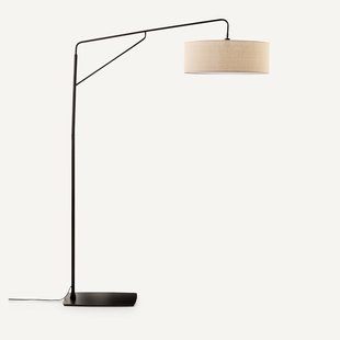 Boogvormige staande lamp in metaal ijzer en linnen, Cinqua