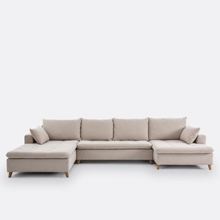 U-vormige zitbank in getextureerde stof, Milare