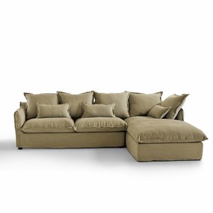 Omvormbare hoekbank in gekreukt linnen, Odna