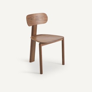 Notenhouten en gefineerde stoel, Marais, design E. Gallina