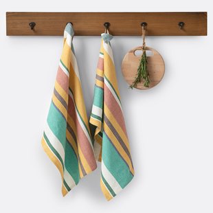 Set van 2 theedoeken in gewassen katoen, Antika