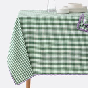 Tafelkleed met vichy motief, geverfd geweven katoen/linnen Trattoria