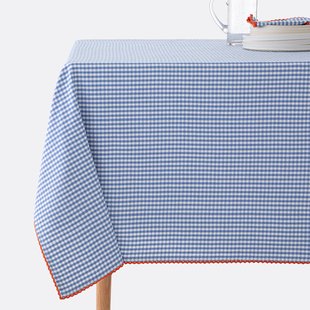 Tafelkleed met vichy motief, geverfd geweven katoen/linnen Trattoria
