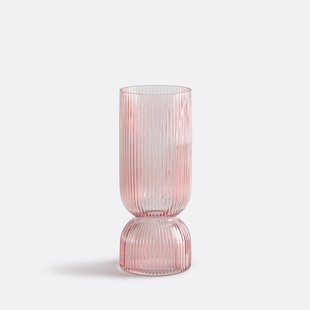 Vaas in geribbeld glas H26 cm, Valira