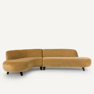 Hoekbank van linnen fluweel, Rosebury, ontwerp door Emmanuel Gallina