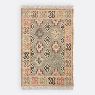 Kilim vloerkleed in jute en katoen met used effect, Kaliny