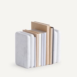 Set van 2 boekensteunen in wit marmer, Scafi