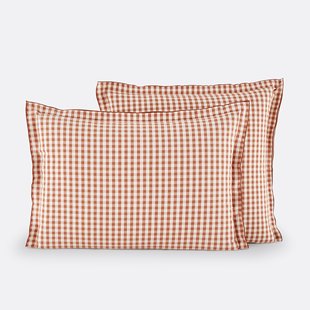 Kussensloop seersucker katoen, Cottage caramel