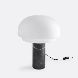 Paddestoellamp in opaline en marmer  H43.1 Agathilda