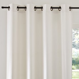 Gordijn met gevlochten afwerking en oogjes Montego