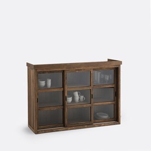 Servieskast met 3 glazen deuren, massief grenenhout MDF Lunja