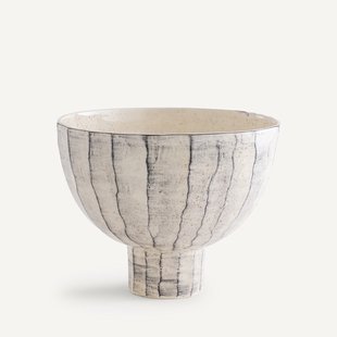 Keramische schaal op voet, gestreept, Sorilis