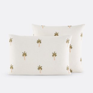 Geborduurd katoen/gewassen linnen kussensloop Ravenel