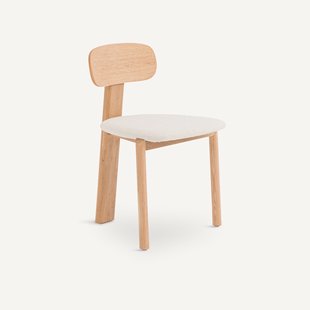 Eiken stoel, fineer en bouclette, Marais