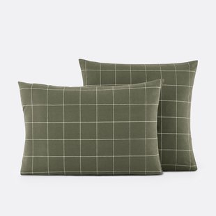 Kussensloop in flanel, Charlie kaki