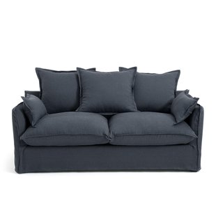 Slaapbank H14 cm, gekreukt linnen, Odna