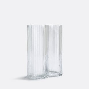 Vaas in geribbeld smoked glas H21 cm, Anija