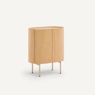 Nachtkastje van massief eikenhout en eikenfineer, Aslen