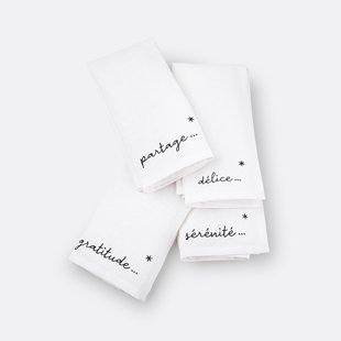 Set van 4 tafelservetten gewassen linnen/katoen, Festive