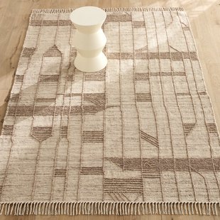 Handgeweven vloerkleed in wol en katoen, Baatha