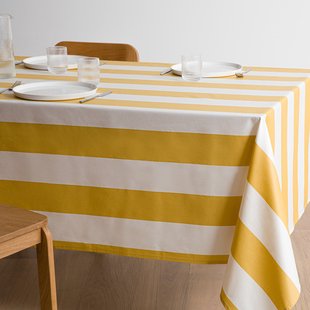 Gestreept tafelkleed in gecoat katoen, Hendaye