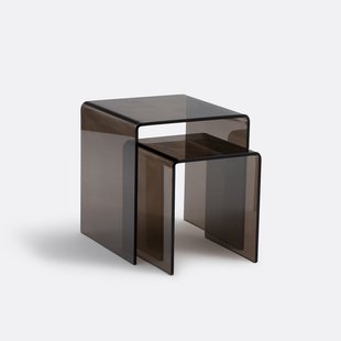 Set van 2 mimi bijzettafeltjes van gehard glas, Joan