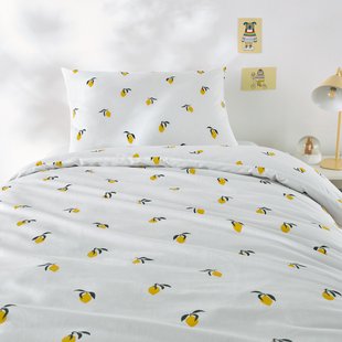 Bedset voor kinderbed in katoen, rechthoekige kussensloop.Citron