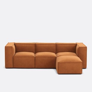 Modulaire 3-zit en poef, vintage fluweel, Seven