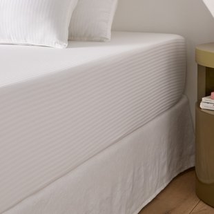 Hoeslaken in katoensatijn, omslag. 30 cm, Opale gestreept