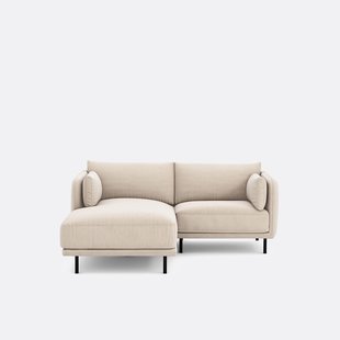 Compacte hoekbank links, stof met structuur Victor