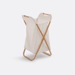 Opvouwbare linnenmand van canvas en bamboe Davio