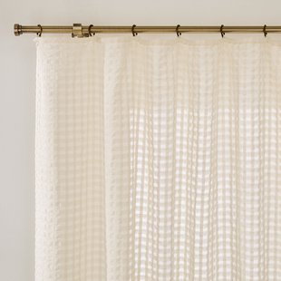 Glasgordijn met ton sur ton ruitjesmotief en lussen, Madrila