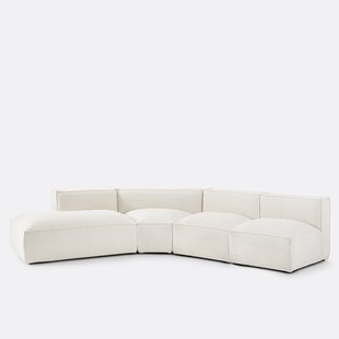 Hoekbank links van bouclettestof Seven