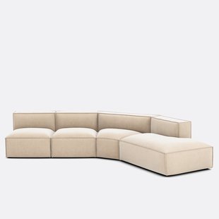 4-delige rechte vintage ribfluwelen bank Seven