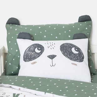 Katoenen kussensloop baby, Panda Mania