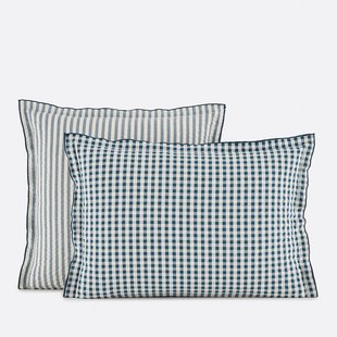 Kussensloop seersucker katoen, Cottage blauw