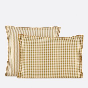 Katoenen seersucker kussensloop, Cottage absinthe