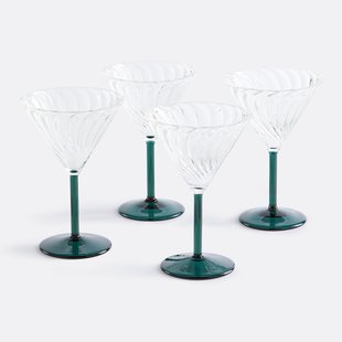 Set van 4 glazen met voet, borosilicaatglas, Marty