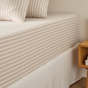 Hoeslaken katoen hoogte 30 cm, Soizic beige