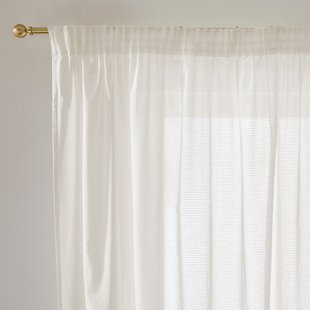 Glasgordijn met motief, katoenen plooiband, Cisali