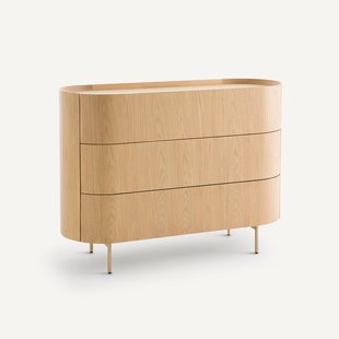 Ladekast in massief eikenhout en eikenfineer, 3 lades Aslen