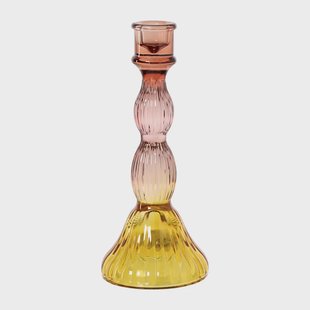 Kandelaar groot - rood/geel - ø9.5x23 cm