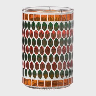 Waxinelichthouder mozaïek - oranje/groen - ø10x15 cm